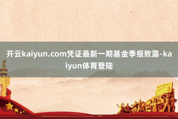 开云kaiyun.com凭证最新一期基金季报败露-kaiyun体育登陆